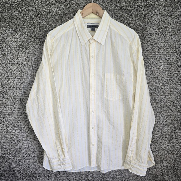 Johnston & Murphy Other - Johnston & Murphy Shirt Mens XL Yellow Striped Button Up Tailored Fit Cotton